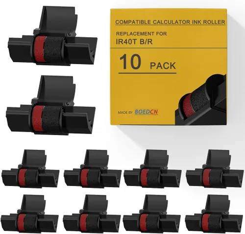 Vista 8 de Paquete de 3 cintas de calculadora de repuesto compatibles para Casio hr-100tm Ink IR-40T, rodillo de tinta de calculadora compatible con Casio
