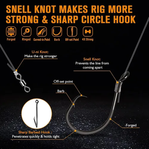 Vista 3 de Dovesun Pre-Tied Catfish Rig System, 23 Inch 55LB Santee Cooper Catfish Float Rig with Adjustable EVA Slip Float and High Carbon Circle Hooks 5/0