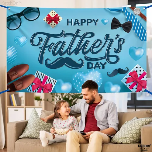 Vista 7 de KatchOn Cartel de feliz día del padre, extragrande, 72 x 44 pulgadas, decoración azul del día del padre para fiesta y hogar