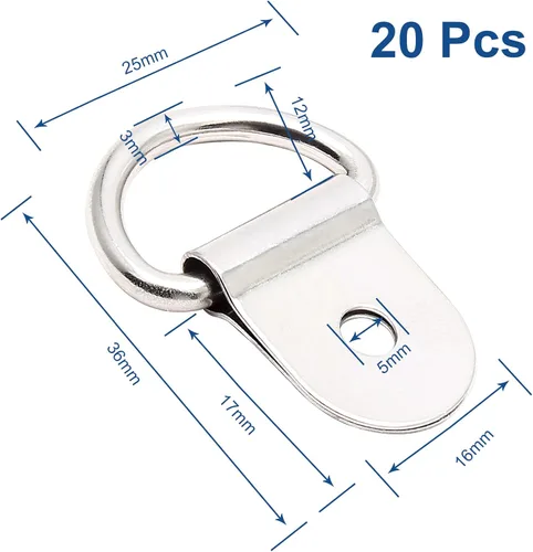 Vista 2 de Anclajes de amarre en forma de D de acero inoxidable, 20 piezas