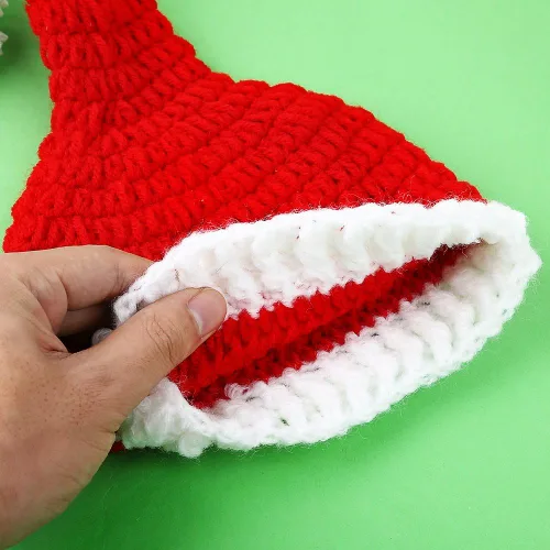Vista 3 de Traje de Navidad para bebé recién nacido, Papá Noel, de punto, para fotografía