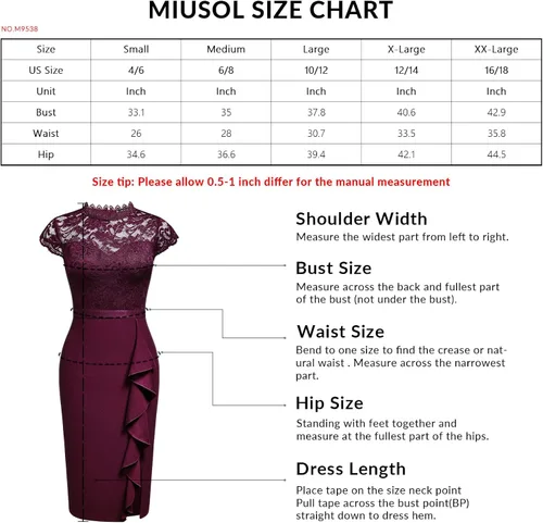 Vista 6 de Miusol vestido de cóctel corto para mujer estilo retro y floral con encaje y volantes