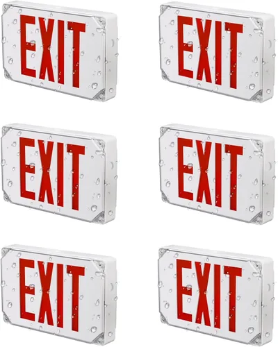 Vista 12 de LEONLITE Señal de salida LED roja, luz de salida de ubicación húmeda con batería de respaldo, certificación UL, iluminación de emergencia cableada