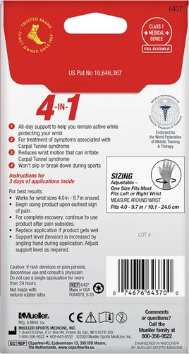 Vista 3 de MUELLER Carpal Tunnel Pain Relief System: 3 applications/fits 4 in. to 9.75