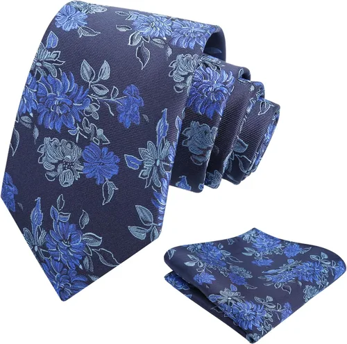 Vista 189 de Alizeal Mens 3.15inches Leaf Flower Pattern Tie with Floral Pocket Square Set