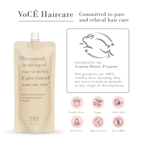 Vista 8 de VoCÊ Haircare - Mascarilla hidratante de manteca de karité natural y hibisco para el cabello Tratamiento acondicionador, hidratante y restaurador
