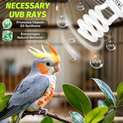 Vista 2 de GlowUp Luz de pájaro UVB 2.4 23W, luz UVA UVB E26 jaula de pájaros