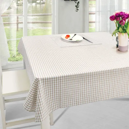 Vista 4 de Manteles, Cubiertas de Mesa Rectangulares Vintage de Algodón Puro a Cuadros Gingham, Manteles de Tamaño Grande para Navidad, Vacaciones, Hogar