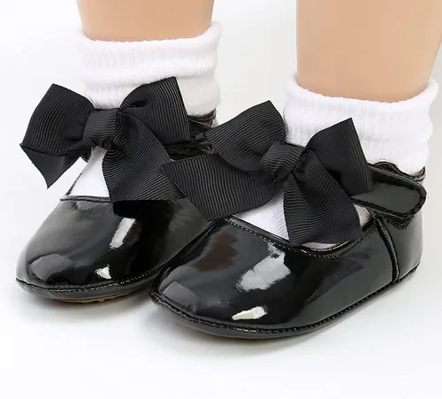 Vista 4 de Zapatos de bebé Mary Jane Flats antideslizantes con suela suave para bebés y niños pequeños, primeros caminantes, para fiestas, Navidad y vestidos