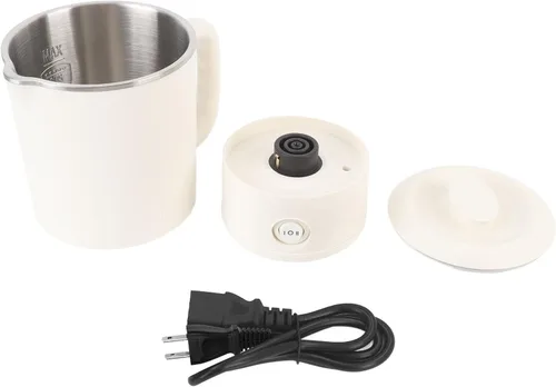 Vista 9 de CCYLEZ Hervidor eléctrico portátil de 20.3 fl oz, hervidor de viaje plegable de acero inoxidable, espumador de leche, cafetera con control