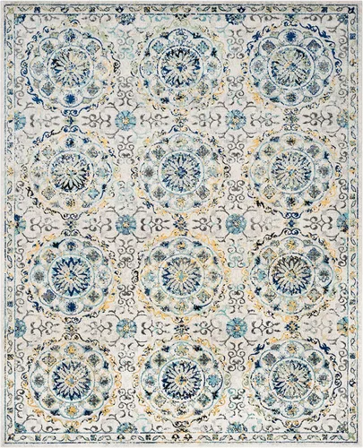 Vista 3 de SAFAVIEH Evoke Collection - Alfombra de 8 x 10 pulgadas, grande, color marfil y azul, diseño bohemio, no desprende pelusa y es fácil de limpiar