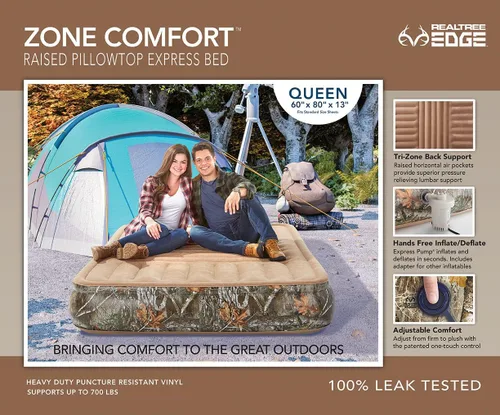 Vista 5 de Boyd Sleep Colchón de aire de camuflaje para acampar al aire libre con bomba expresa, cama de vinilo resistente, tamaño Queen