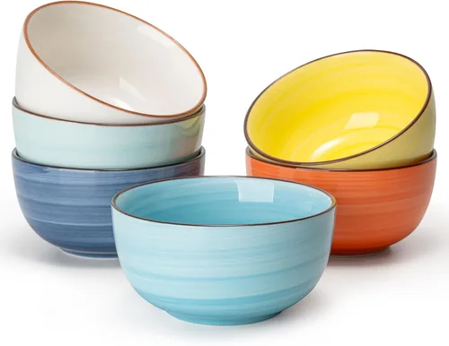 Vista 18 de Sweese Juego de 6 cuencos de porcelana de 4 onzas, mini cuencos para postre, aptos para microondas y lavavajillas, multicolor