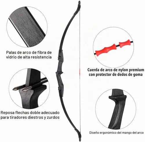 Vista 3 de Juego de arco y flecha recurvo para adultos/principiantes/jóvenes