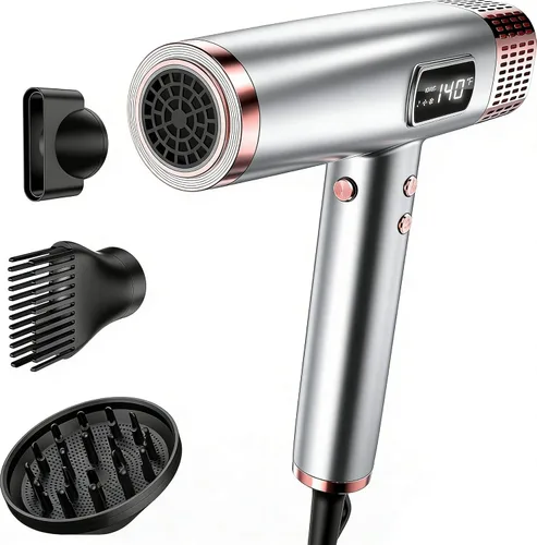 Vista 10 de MESCOMB Secador de pelo de viaje con difusor, 1875 W de doble voltaje iónico, secado rápido y control de encrespamiento para cabello grueso/rizado