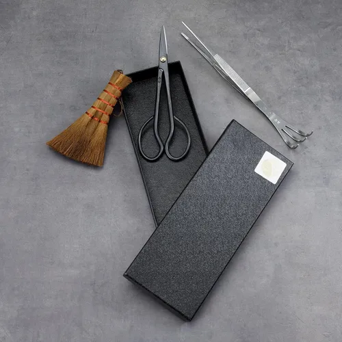 Vista 5 de Hanafubuki Wazakura - Kit de iniciación de herramientas de jardín japonesas para bonsái, fabricado en Japón, tijeras Satsuki, pinzas de acero