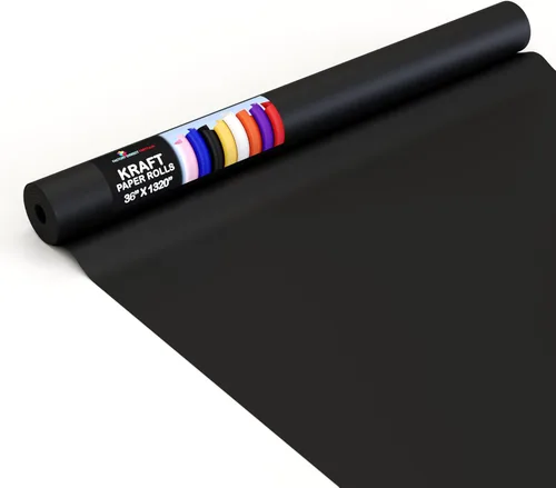 Vista 24 de Crown Display Rollo de papel kraft negro de 17.75 x 1320 pulgadas (110 pies), papel de regalo kraft perfecto como papel de envío, rollo de papel