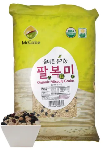 Vista 3 de McCabe Mezcla orgánica de 8 granos mixtos – Mezcla de arroz de granos integrales orgánicos 12 libras Rico en fibra y minerales Certificado USDA