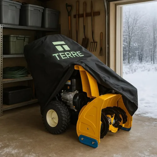 Vista 6 de Terre Products, cubierta de soplador de nieve resistente al agua, resistente a los rayos UV, material Oxford 600D, cubierta universal para soplador