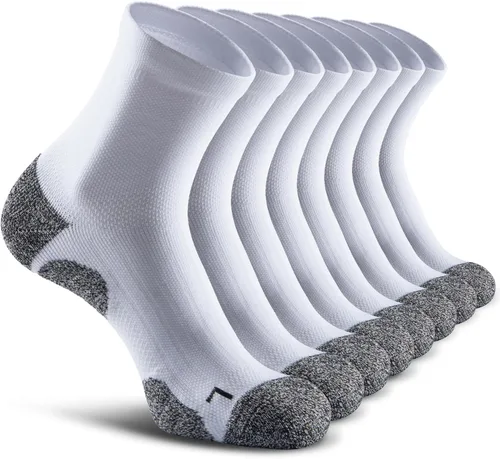 Vista 15 de Calcetines de compresión de cuarto para hombres y mujeres, calcetines acolchados para correr y senderismo Negro (4 pares)