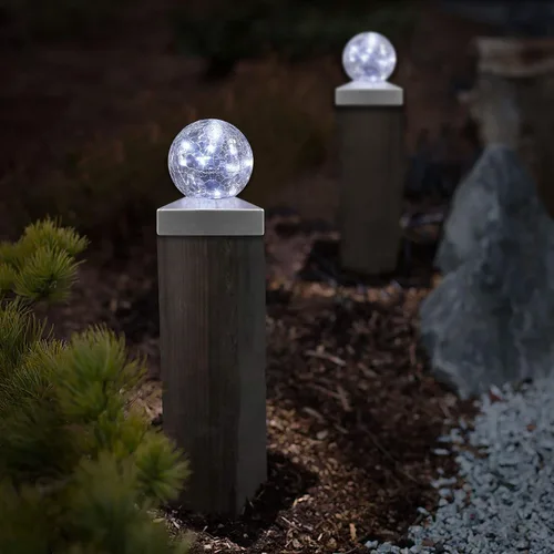 Vista 6 de SUNNYPARK Luces solares para poste – Luz para poste al aire libre para decoración de valla o patio jardín – Tapas de bolas de observación Blanco frío