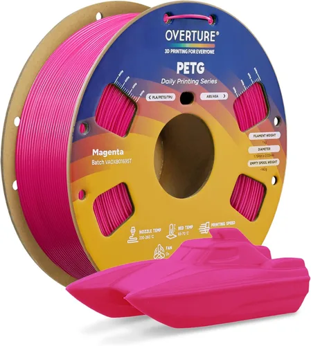 Vista 50 de OVERTURE - Filamento PETG de 1/16 de pulgada (1.75 mm) para impresora 3D y FDM, bien enrollado, duradero, carrete de 4.4 libras, dureza firme