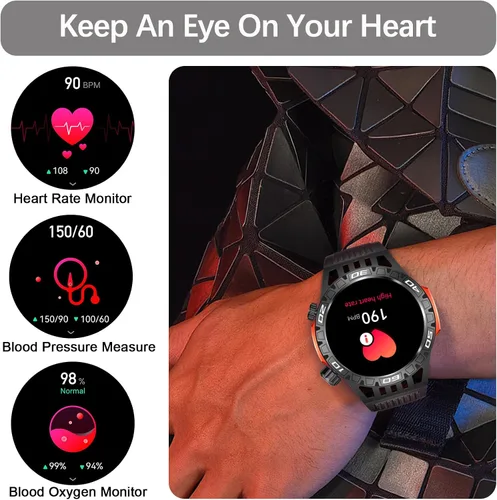Vista 6 de Military Smart Watch for Men 1.46" Outdoor Tactical Sports Smartwatch with Answer/Make Call,Fitness Watch,Blood Oxygen,Heart Rate and Sleep Monitor