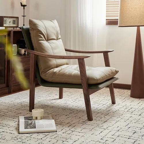 Vista 2 de Silla de escritorio cómoda Silla de madera Silla de comedor Silla de té moderna Silla de té para el hogar Reposabrazos Silla de ocio Silla