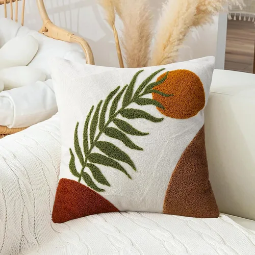 Vista 26 de Merrycolor Fundas de almohada decorativas bohemias para cama, modernas de mediados de siglo, fundas de almohada verde hoja, funda de almohada