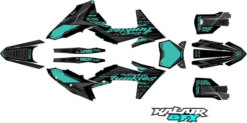 Vista 5 de Kit de gráficos para KTM Enduro de 2 tiempos 125XC, 250XC y 300XC (2023) Rugged Series Cyan 16 Mil - Adhesivo de motocicleta Dirt Pit Bike