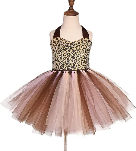 Vista 3 de Conjunto de disfraz de animal de tigreleopardocebra con cola de aro para el pelo, disfraz de Halloween