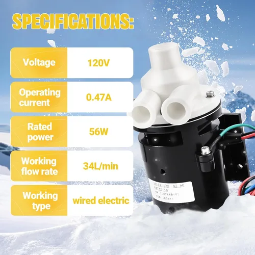 Vista 4 de Reemplazo del conjunto del motor de la bomba de agua de la máquina de hielo para bomba de agua Hoshizaki PA0613, APTA92P10WD1, se adapta al