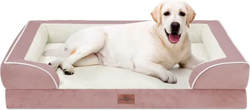 Vista 100 de Comfort Expression - Cama ortopédica para perros medianos, 28 x 19 pulgadas, cama impermeable y de apoyo de espuma con cojines removibles, sofá