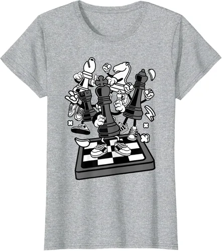 Vista 34 de Figura cómica Camiseta de tablero de ajedrez jugador de ajedrez Azul Marino