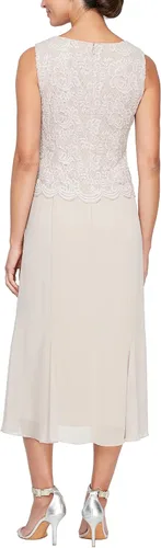 Vista 4 de Alex Evenings Women's Tea Length Button-Front Jacket Dress