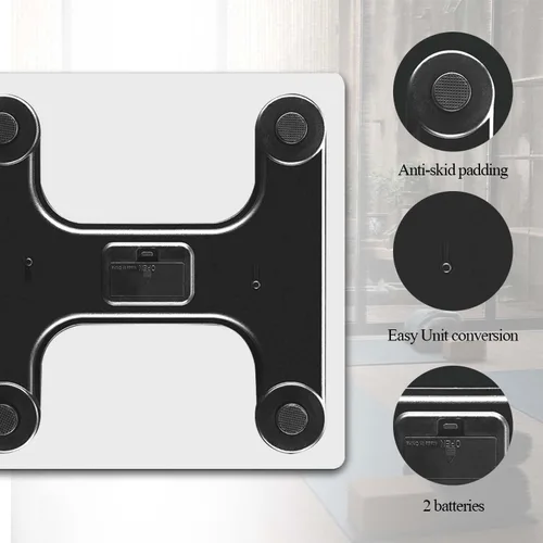 Vista 5 de Báscula digital para peso corporal, báscula de baño, báscula personalizada para peso corporal, 400 libras con gran pantalla retroiluminada, fácil