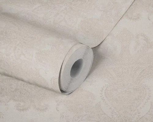 Vista 2 de CONCORD WALLCOVERINGS ™ Papel pintado moderno con textura, barroco, clásico, adorno, pared de vinilo decorativo, crema, blanco, 21 pulgadas x 33