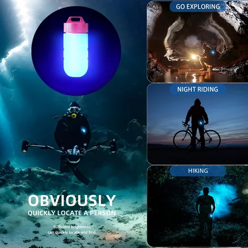 Vista 6 de Luz de buceo, luces de marcador para buceo, linterna de buceo con baterías de botón, mini tanque de buceo linterna impermeable para 328.1 ft