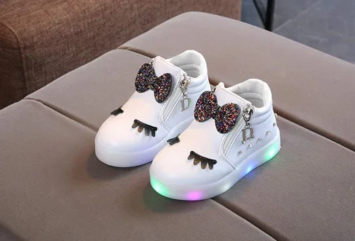 Vista 2 de Zapatos deportivos para niños y niñas de 1 a 6 años con luz LED de cristal y lazo luminoso, cálido para invierno