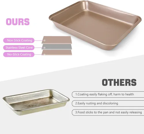 Vista 8 de Molde rectangular para pasteles con tapa, bandeja para hornear de 9 x 13 pulgadas con tapa y asa, antiadherente para hornear y asar y cocinar