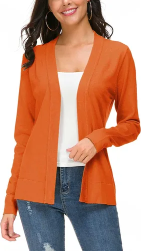 Vista 8 de Urban CoCo Chaqueta de punto de manga larga con frente abierto para mujer Negro