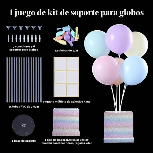Vista 6 de Centros de mesa de globos pastel, soporte de globos arcoíris para mesa, baby shower, unicornio, fiesta de cumpleaños, decoración de mesa