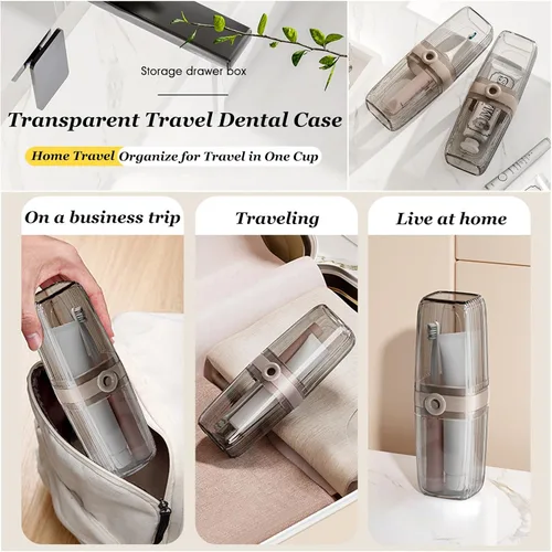 Vista 6 de Estuche de viaje para cepillo de dientes, soporte portátil para cepillos de dientes, funda multifuncional para cepillos de dientes, adecuada
