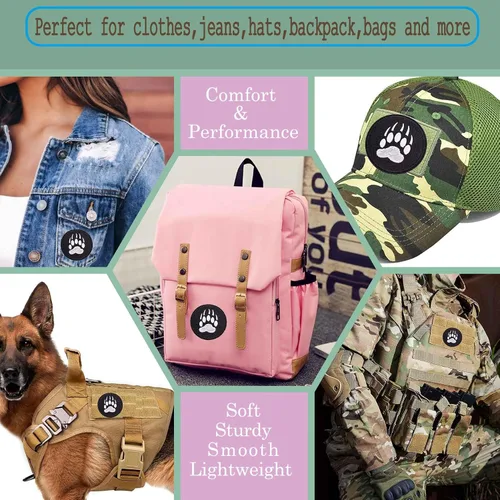 Vista 5 de Parche de pata de oso negro de 3 pulgadas – Gancho de garra de oso bordado con lazo táctico para chaleco, sombrero, bolsos, chaquetas, ropa, mochila