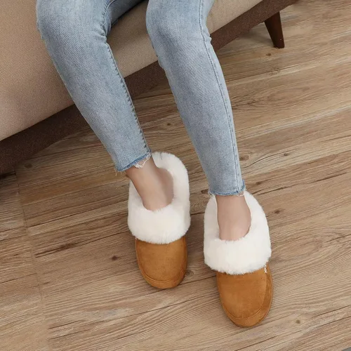 Vista 6 de NineCiFun Pantuflas de casa de gamuza para mujer y hombre, pantuflas mullidas con forro de piel sintética para interiores y exteriores, zapatos