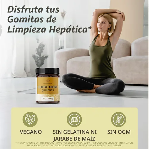 Vista 2 de HERBAMAMA Gomitas reducidas de glutatión – 500 mg de L-glutatión para apoyo de limpieza hepática – Suplemento de hígado vegano, sin OMG – 90