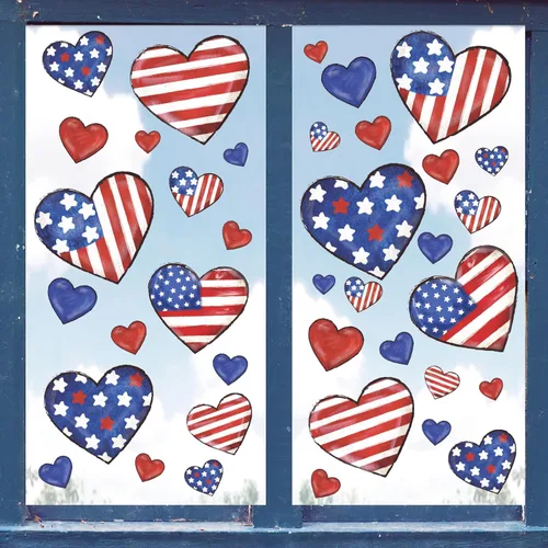 Vista 9 de Whaline 9 hojas de calcomanías románticas de corazón para el día de San Valentín, decoración de corazón de caramelo de doble cara para el hogar
