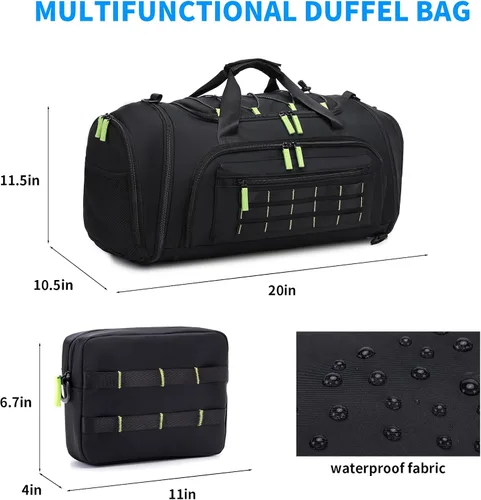 Vista 2 de Bolsa de gimnasio para hombres y mujeres, bolsa de viaje deportiva de 46 litros con compartimento para zapatos, bolsa de transporte expandible