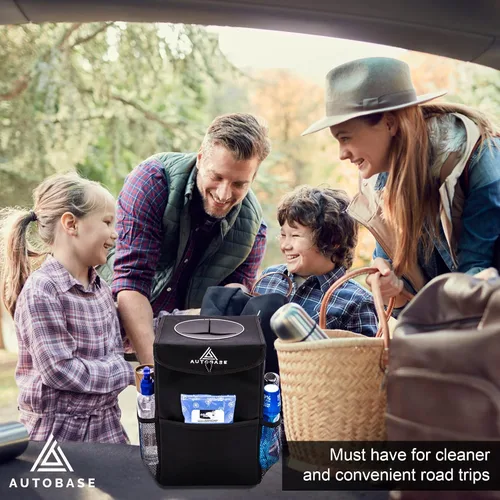 Vista 8 de Papelera Autobase para Coche Bote de Basura para Camión SUV de Gran Tamaño de 3 Galones Artículos Esenciales para Viajes por Carretera Regalos