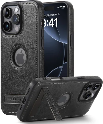 Vista 33 de Funda de cuero para iPhone 13 Pro, funda protectora delgada con función atril a prueba de golpes, soporte invisible integrado compatible con iPhone